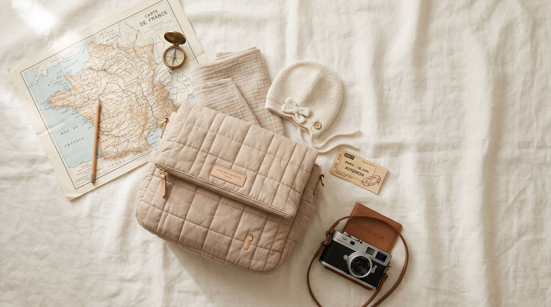 Sac à langer matelassé Maison Lunö prêt pour le voyage avec bébé — accessoires de préparation