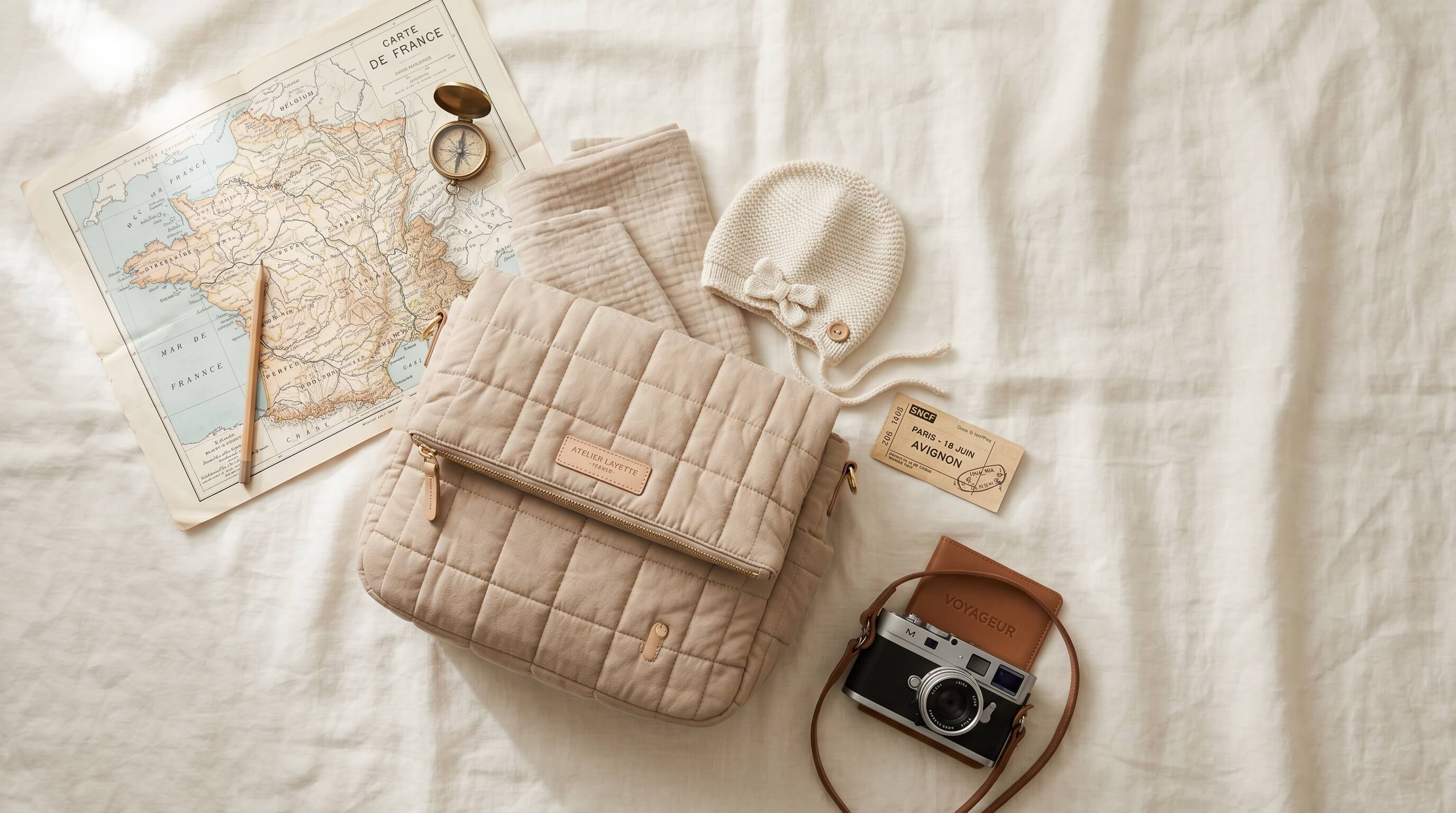 Sac à langer matelassé Maison Lunö prêt pour le voyage avec bébé — accessoires de préparation