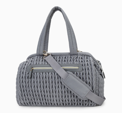 Sac à langer boston bag plissé gris - forme arrondie élégante