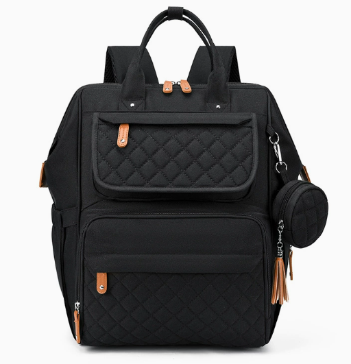 Sac à dos à langer matelassé losanges gris - polyvalent et neutre