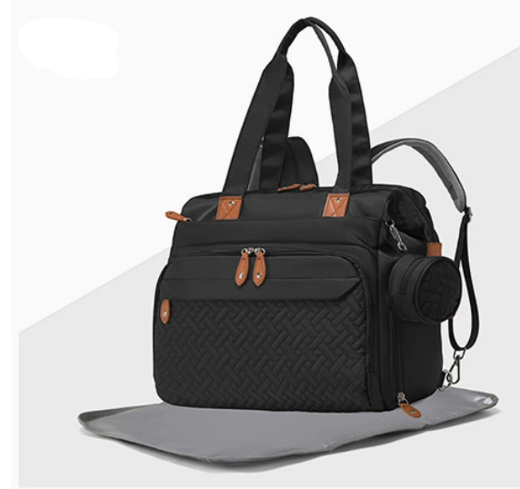 Sac à langer multipoche hybride noir - 3 portages dos épaule bandoulière