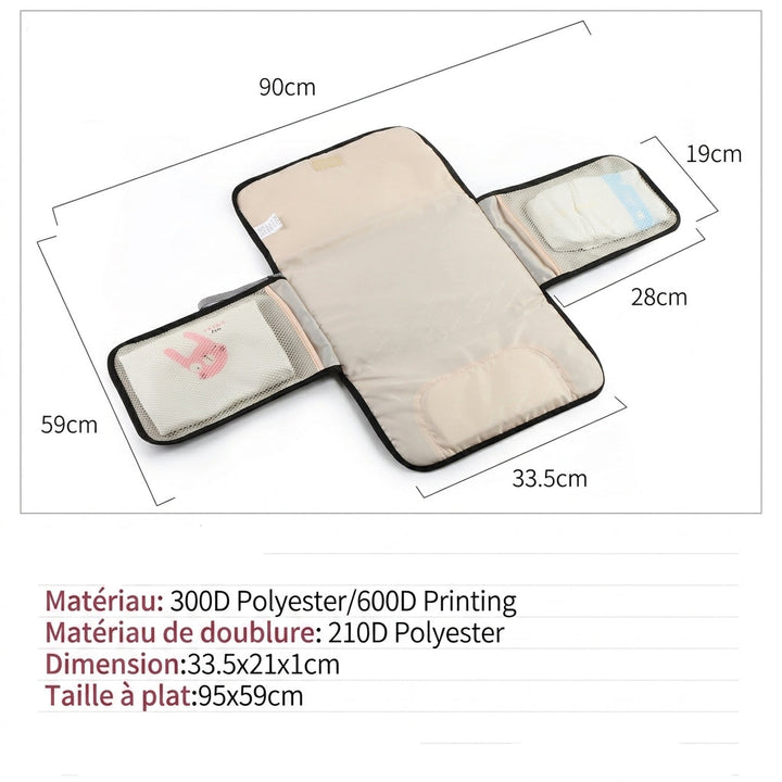 Matelas à langer nomade XL 80x55 cm sangle de transport