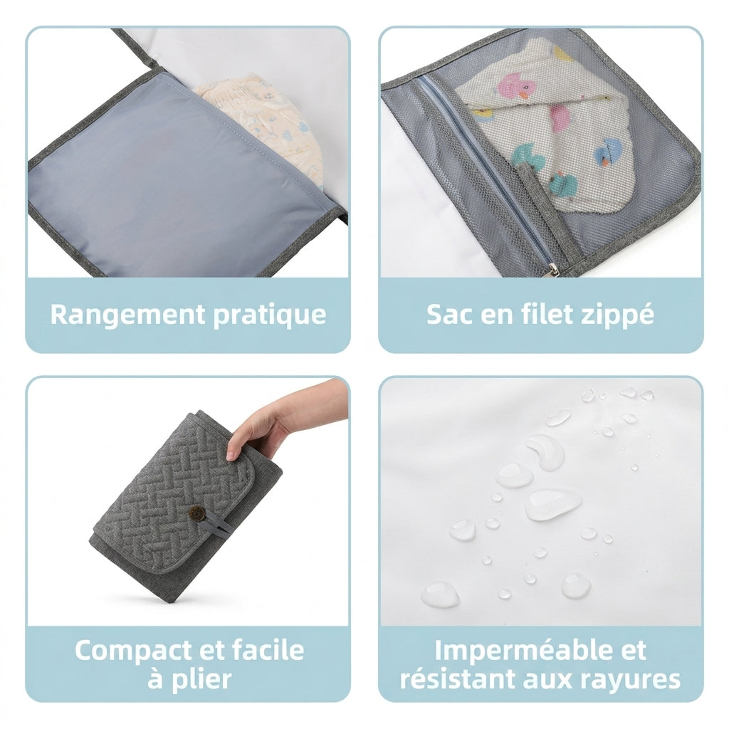 Matelas à langer pliable XL — Portable, imperméable &amp; lavable