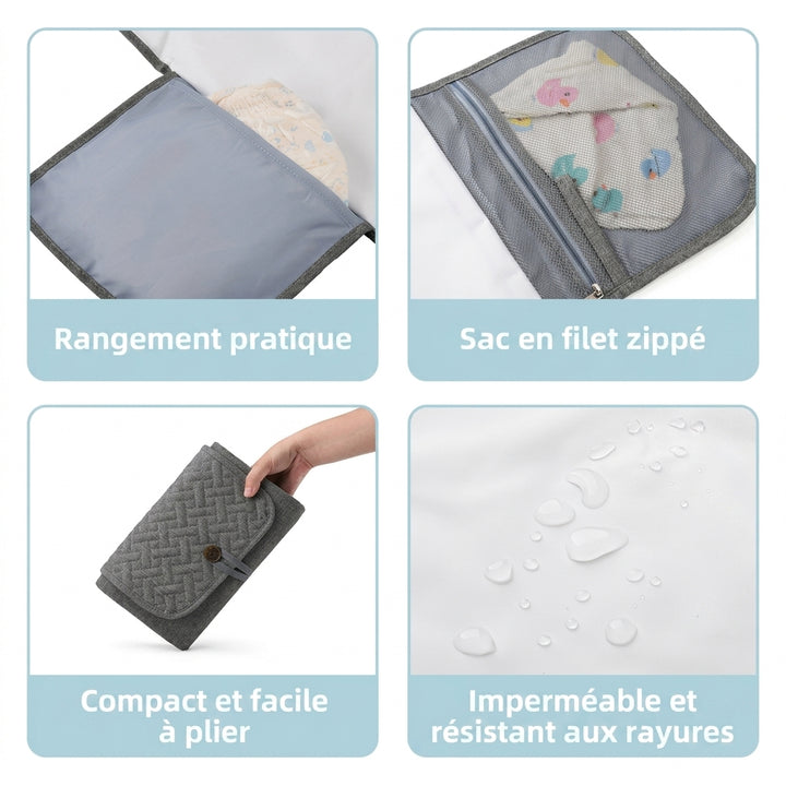 Matelas à langer pliable XL — Portable, imperméable &amp; lavable