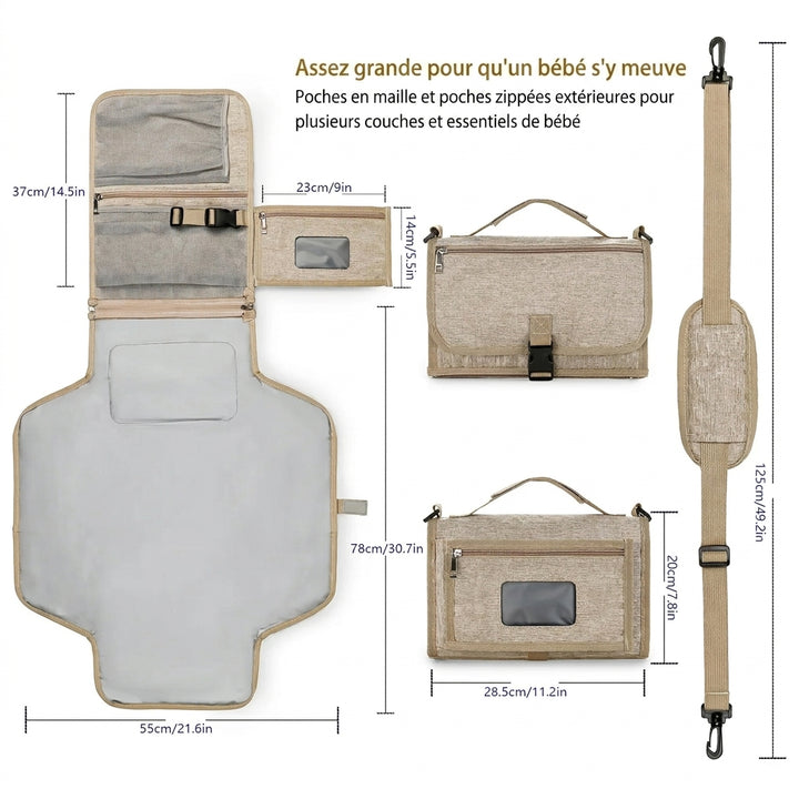 Matelas à langer nomade XL 80x55 cm pliable – vue détaillée