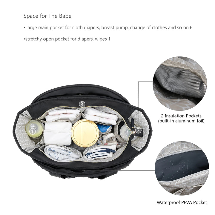 Sac à langer mommy bag multipoche plissé – vue 9