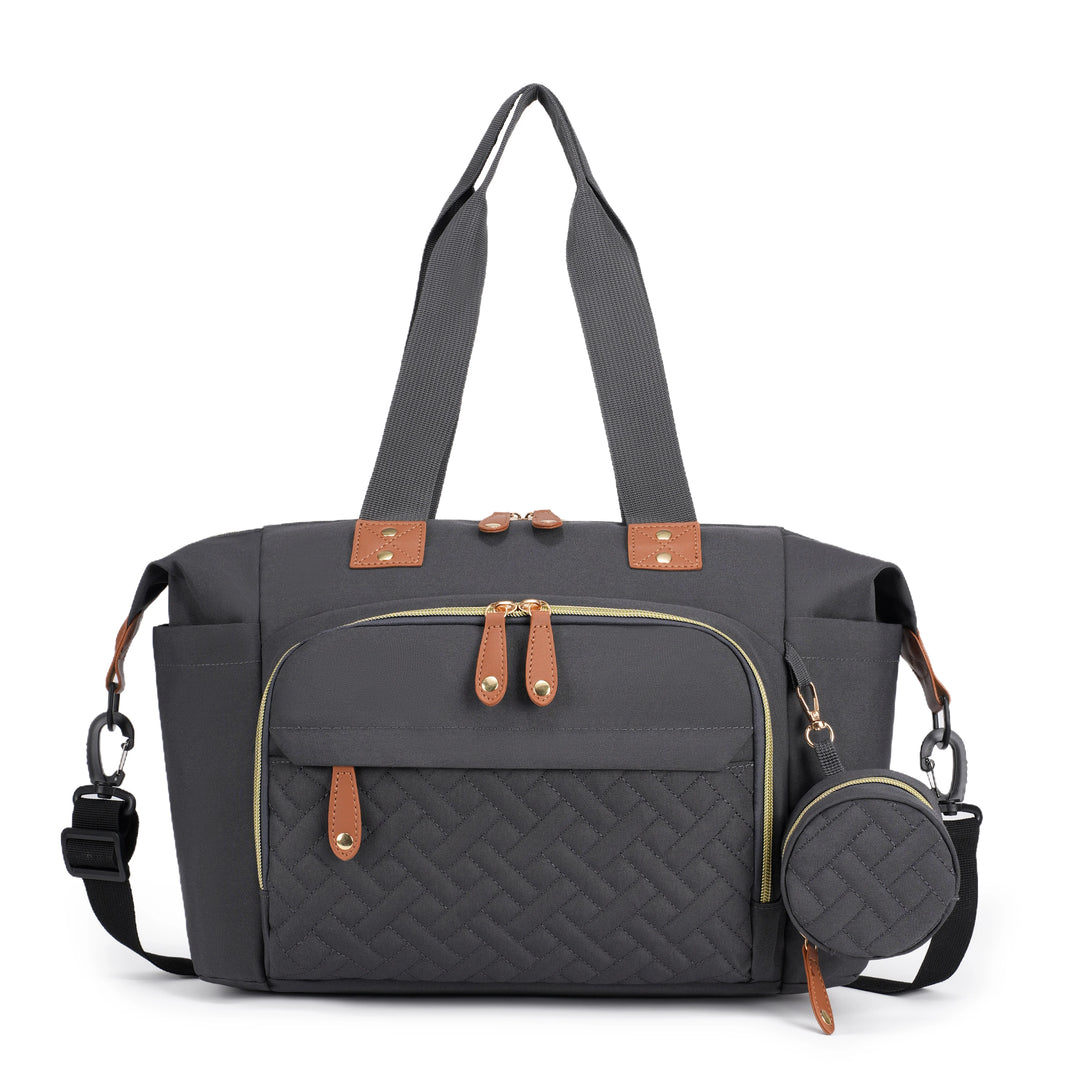 Sac à langer brodé 3 pièces — Motif losange chic grande capacité – Maison Lunö (photo 20)