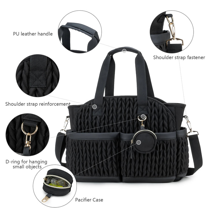 Sac à langer mommy bag multipoche plissé – vue 12
