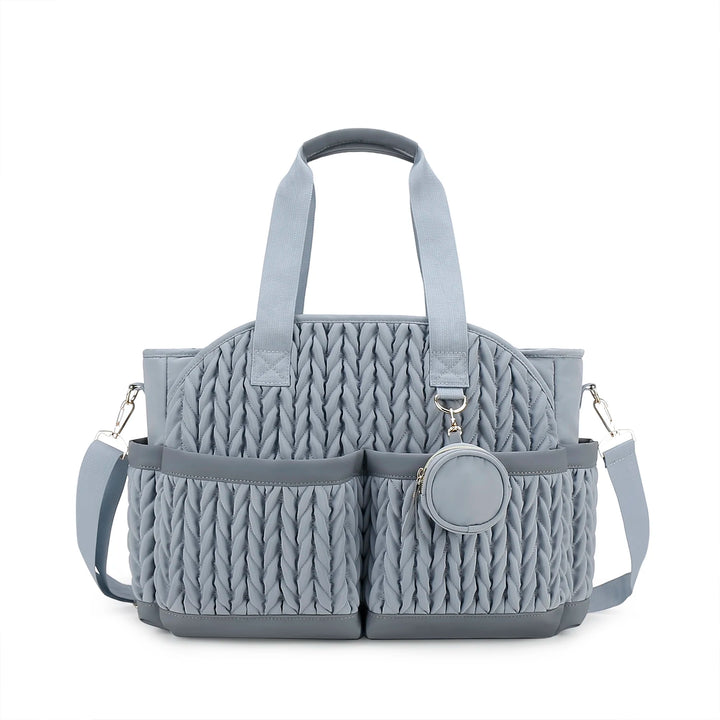 Sac à langer mommy bag multipoche plissé — Taupe &amp; noir
