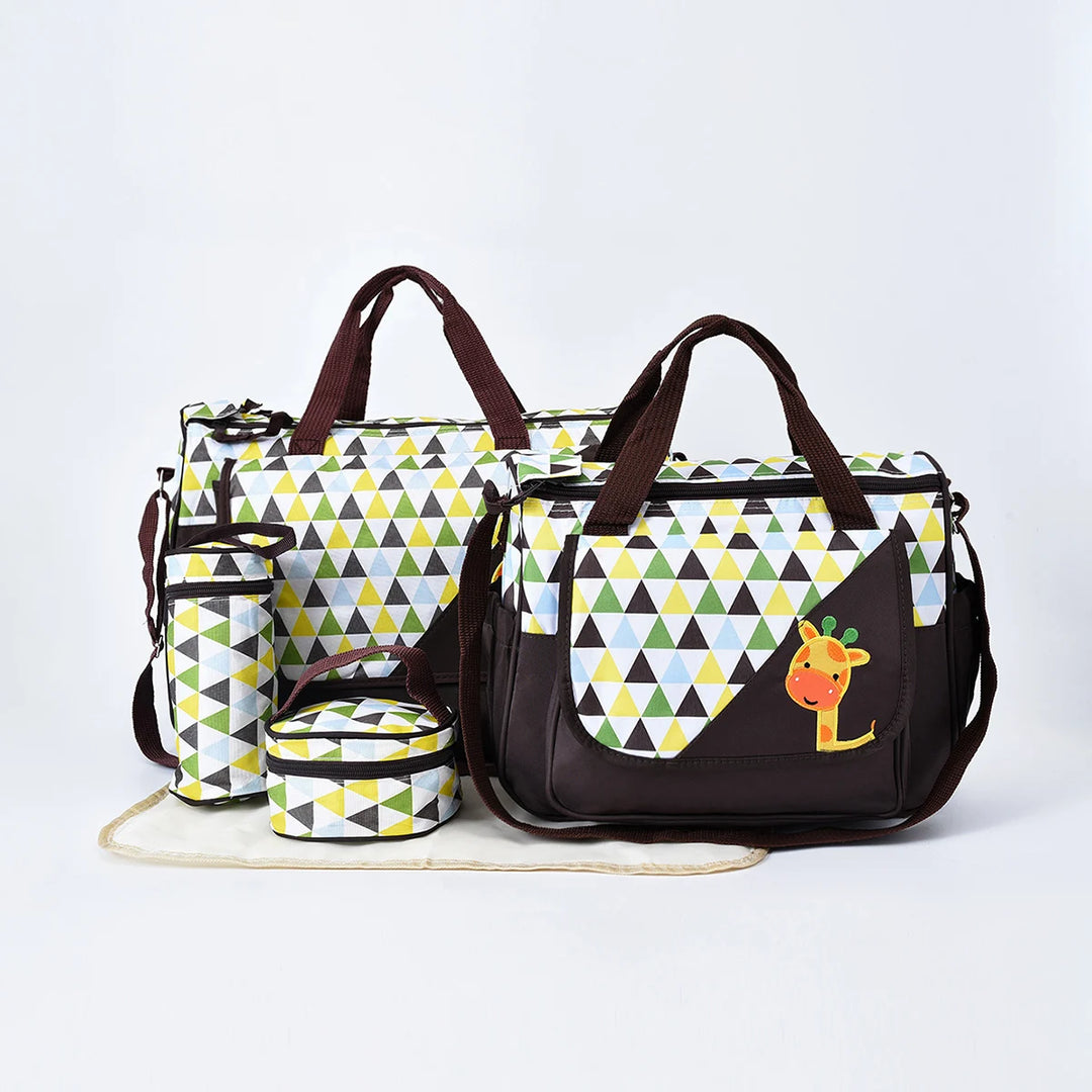 Sac à langer 5 pièces — Motif dessin animé grande capacité – Maison Lunö