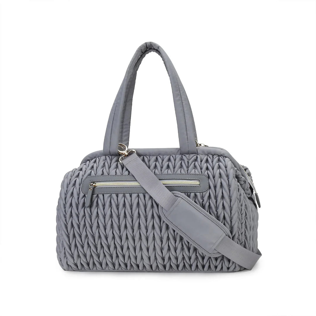 Sac à langer boston bag plissé — Gris &amp; noir élégant