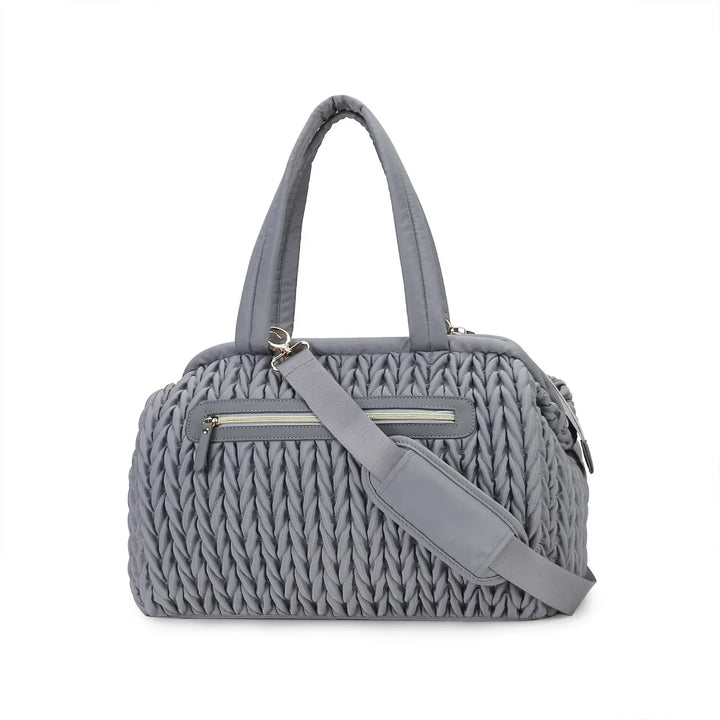 Sac à langer boston bag plissé — Gris &amp; noir élégant