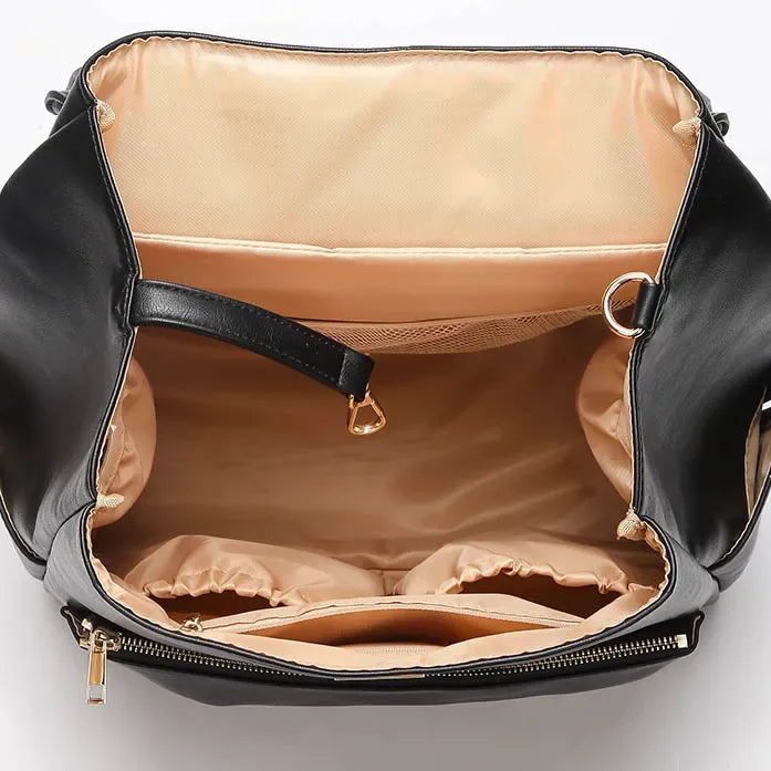 Sac à dos à langer cuir PU — Imperméable infirmière soin nourrisson – Maison Lunö (photo 6)