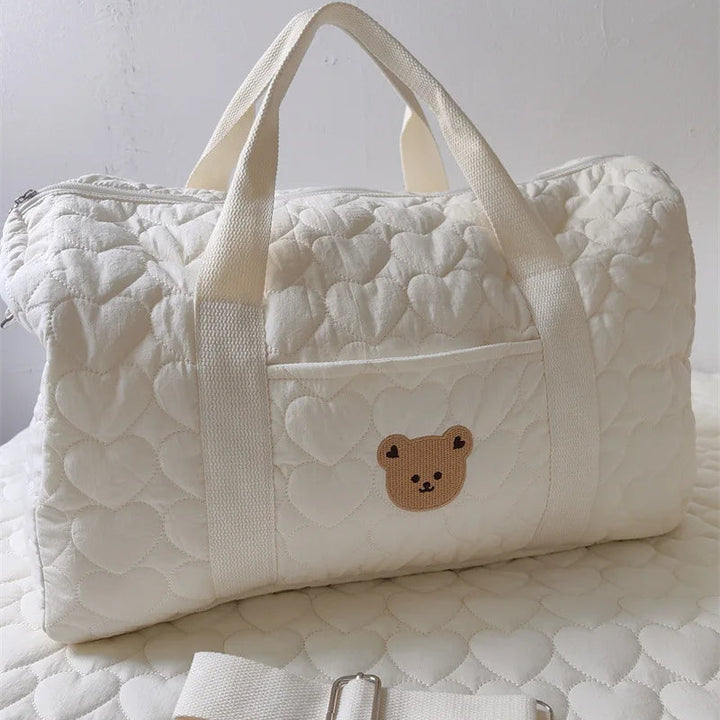 Sac à langer matelassé écru broderies lapin &amp; ours – Maison Lunö