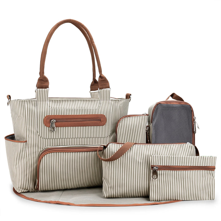 Sac à langer 7 pièces — Ensemble complet maman bébé multifonction cabas – Maison Lunö