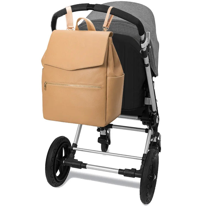 Sac à dos à langer cuir PU — Pour poussette grande capacité tapis – Maison Lunö (photo 6)