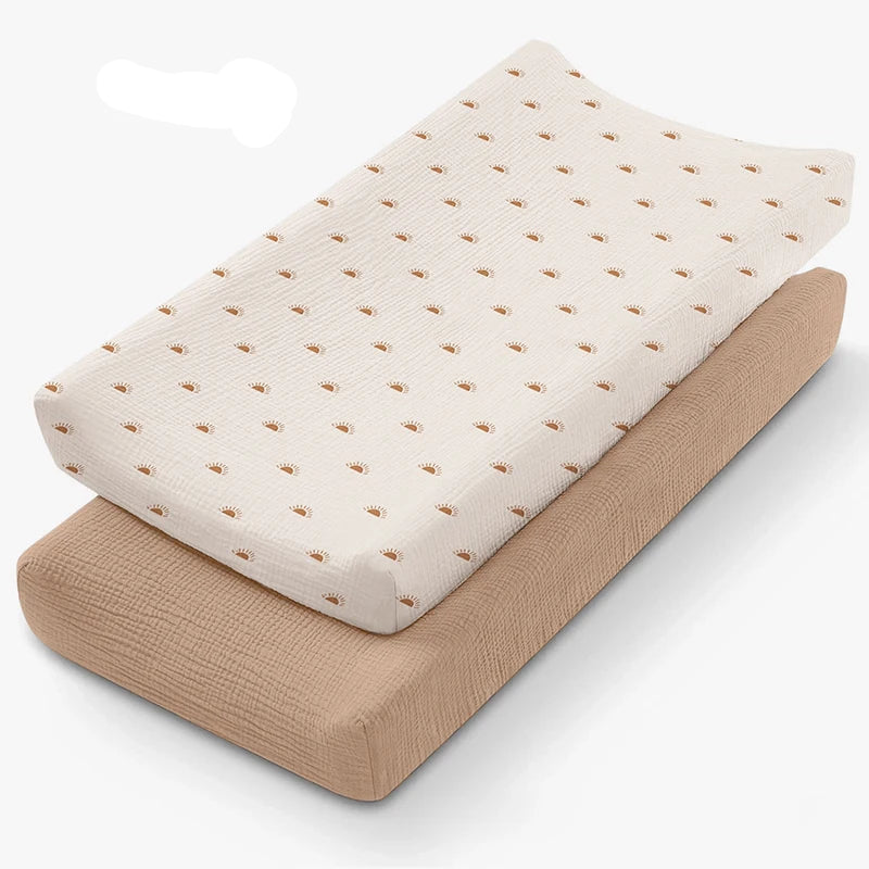 Housse matelas à langer 80x40 mousseline coton brun chaud – Maison Lunö