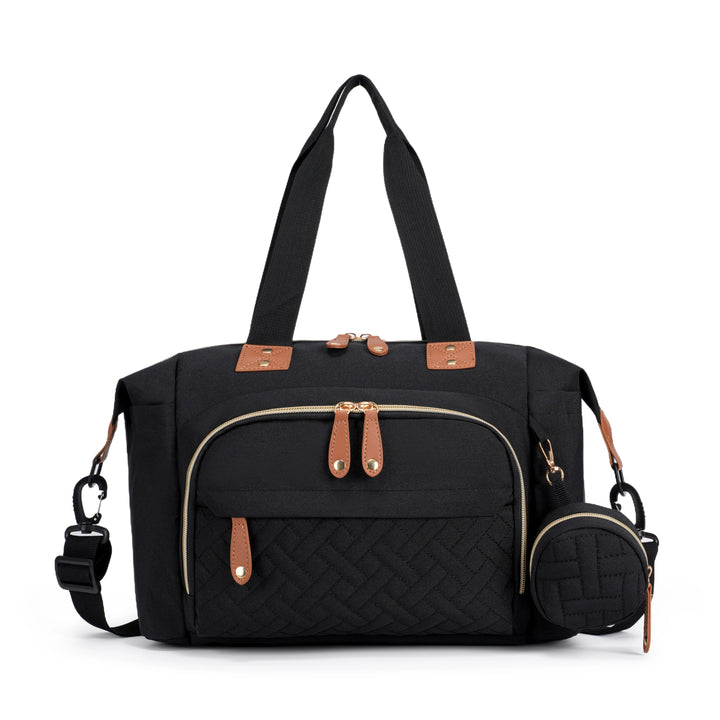 Sac à langer brodé 3 pièces — Motif losange chic grande capacité