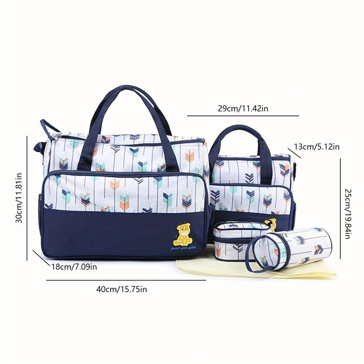 Sac à langer maman 5 pièces — Bandoulière multifonction grande capacité – Maison Lunö (photo 2)