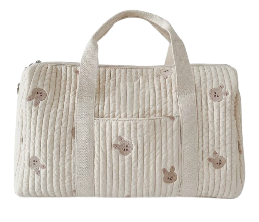 Sac à langer matelassé en coton broderie lapins - esprit layette intemporel