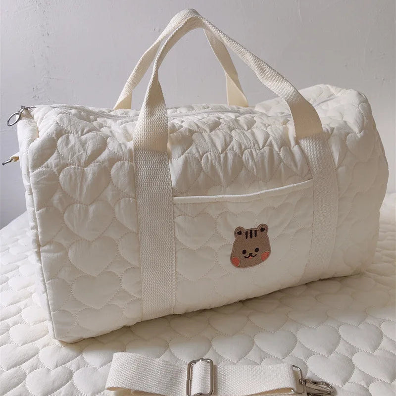 Sac à langer matelassé écru broderies lapin &amp; ours – vue 3