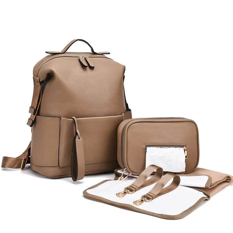 Sac à dos à langer simili cuir PU — Bandoulière poussette élégant – Maison Lunö (photo 6)