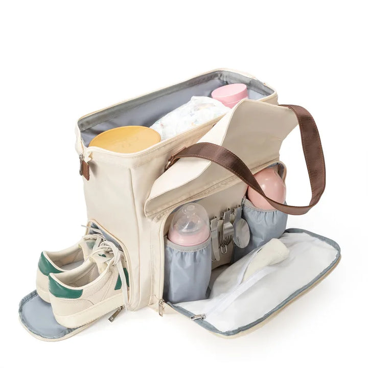 Sac à dos à langer voyage — Compartiment chaussures organisation maman – Maison Lunö (photo 6)