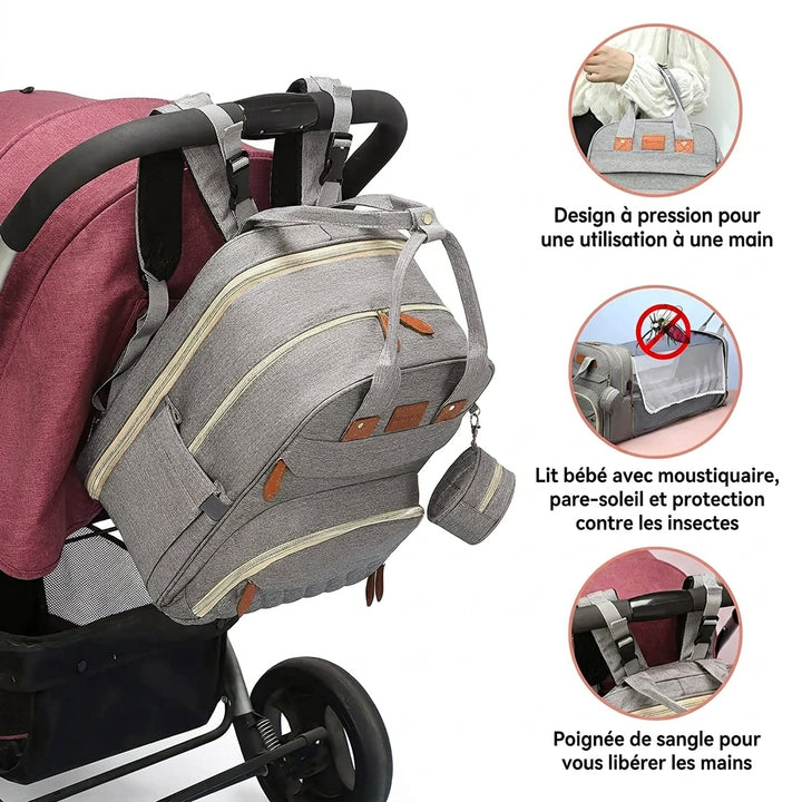 Sac à langer convertible 3 en 1 — Lit nomade et tapis à langer intégrés