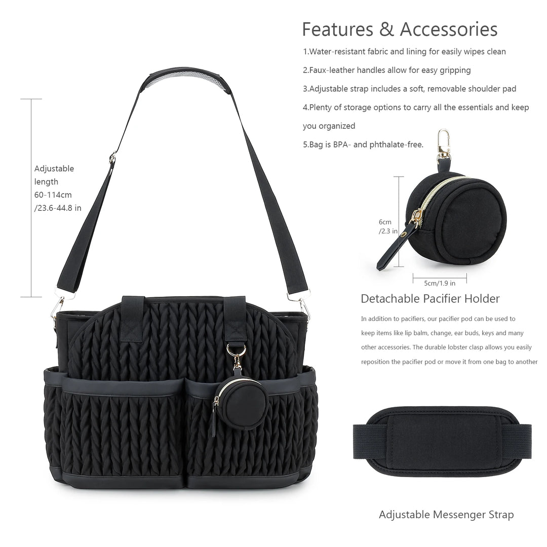 Sac à langer mommy bag multipoche plissé – vue 13