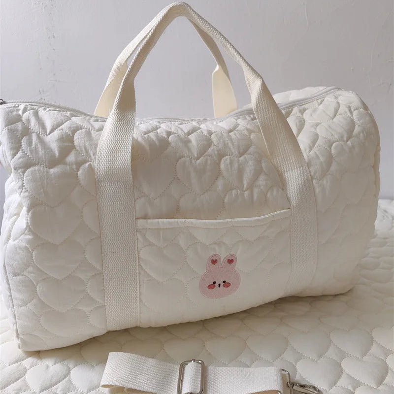 Sac à langer matelassé écru broderies lapin &amp; ours – vue 2