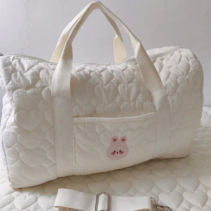 Sac à langer matelassé écru broderies lapin &amp; ours – vue 2
