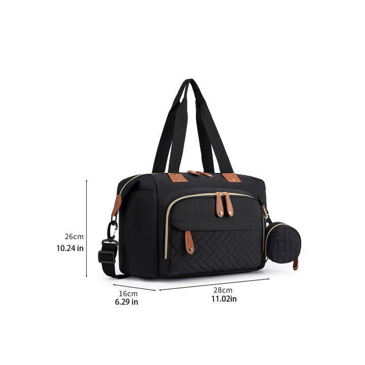 Dimensions du sac à langer brodé 3 pièces Maison Lunö — 28 cm de large, 16 cm de profondeur, 26 cm de hauteur