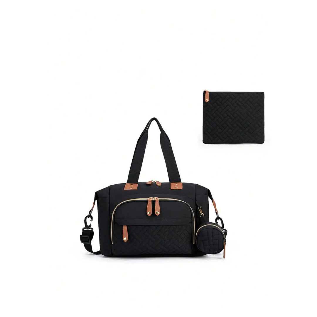 Sac à langer brodé 3 pièces Maison Lunö — le sac et sa pochette assortie, coloris noir