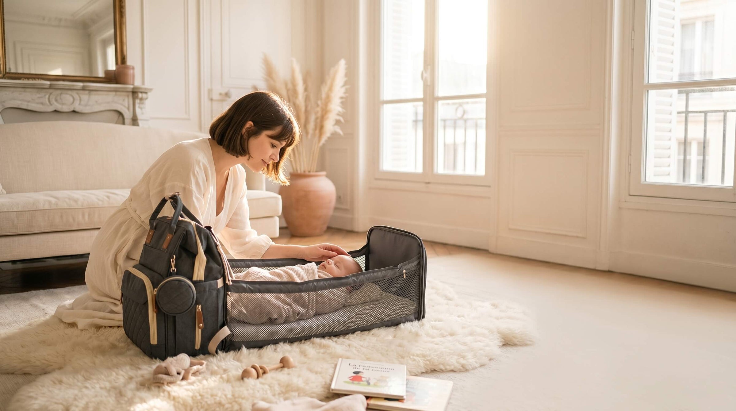 Sac à langer convertible 3 en 1 transformé en lit nomade pour bébé - Maison Lunö