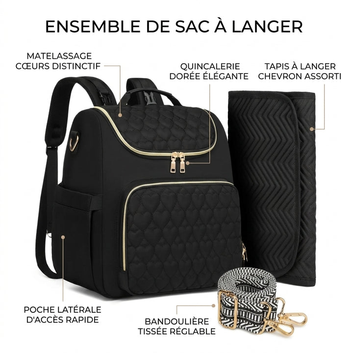 Sac à dos à langer 4 en 1 — Convertible pliable tapis change intégré – Maison Lunö (photo 4)