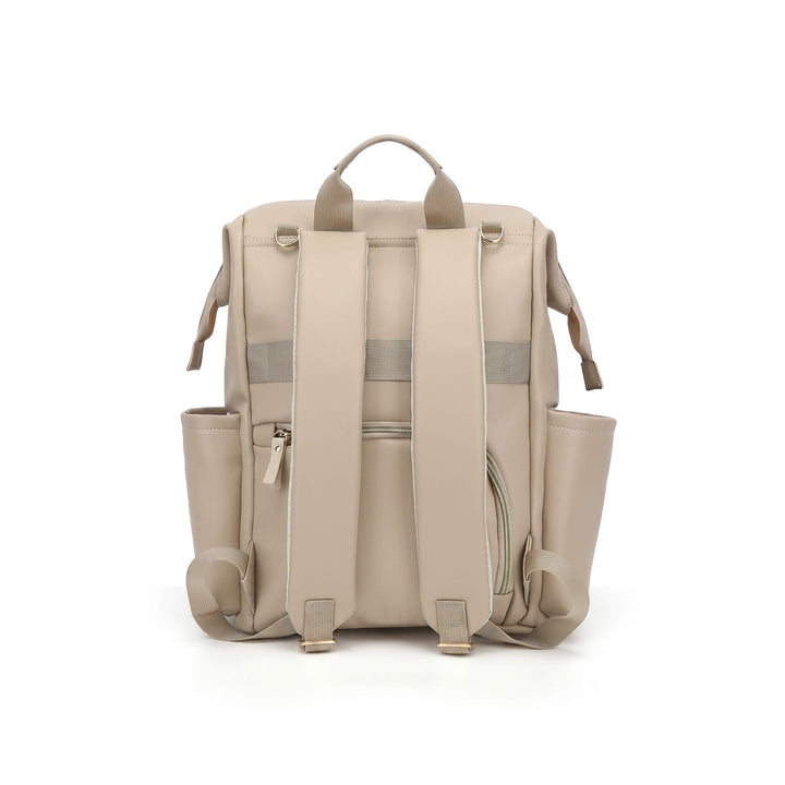 Sac à dos à langer simili-cuir - vue arrière avec bretelles rembourrées