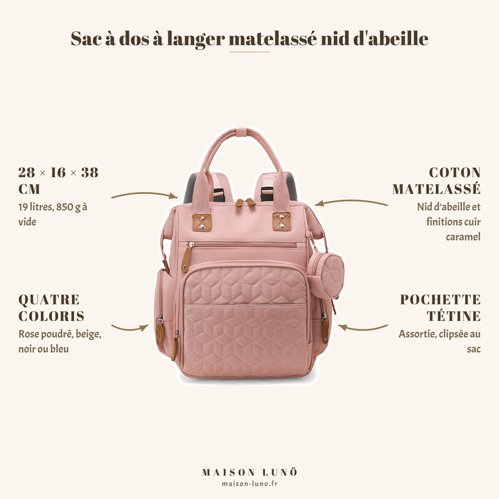 Sac à dos à langer matelassé nid d&