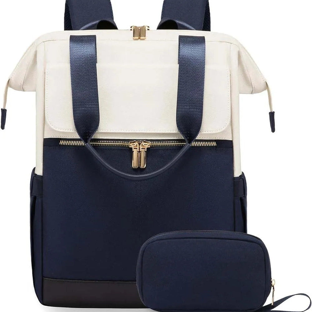 Sac à dos à langer voyage Maison Lunö, coloris bleu, avec sa pochette assortie