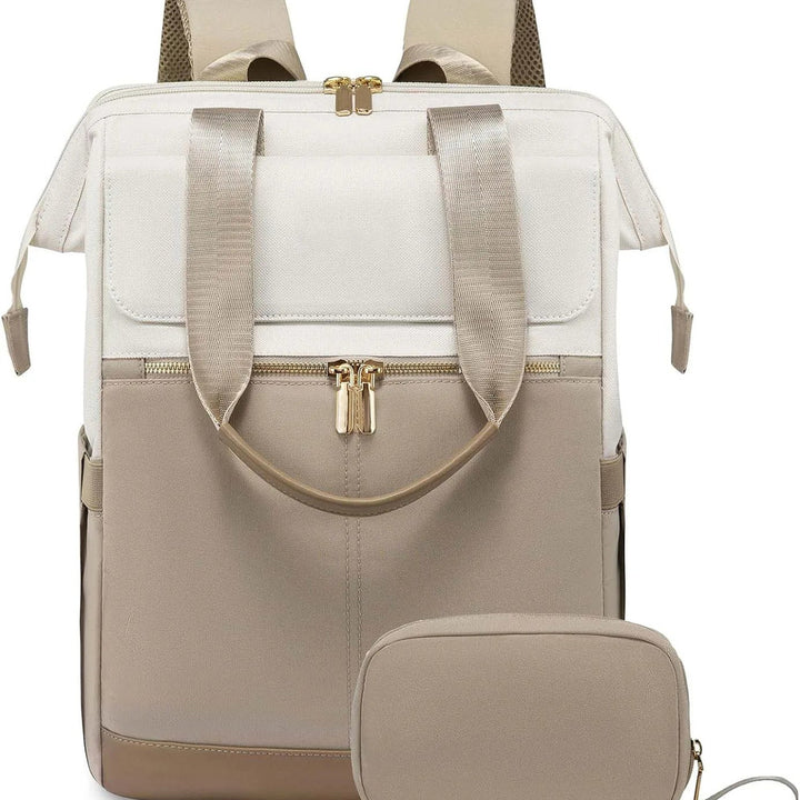 Sac à dos à langer voyage Maison Lunö, coloris marron, avec sa pochette assortie