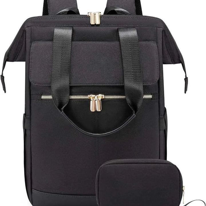 Sac à dos à langer voyage Maison Lunö, coloris noir, avec sa pochette assortie