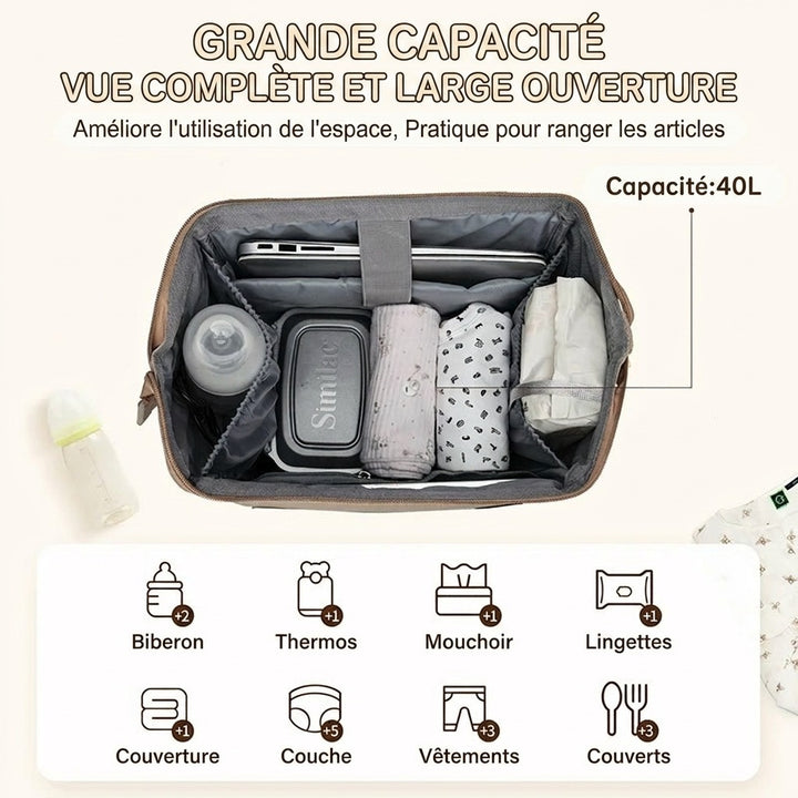 Sac à dos à langer mixte — Pour garçon et fille style maman papa – Maison Lunö (photo 3)