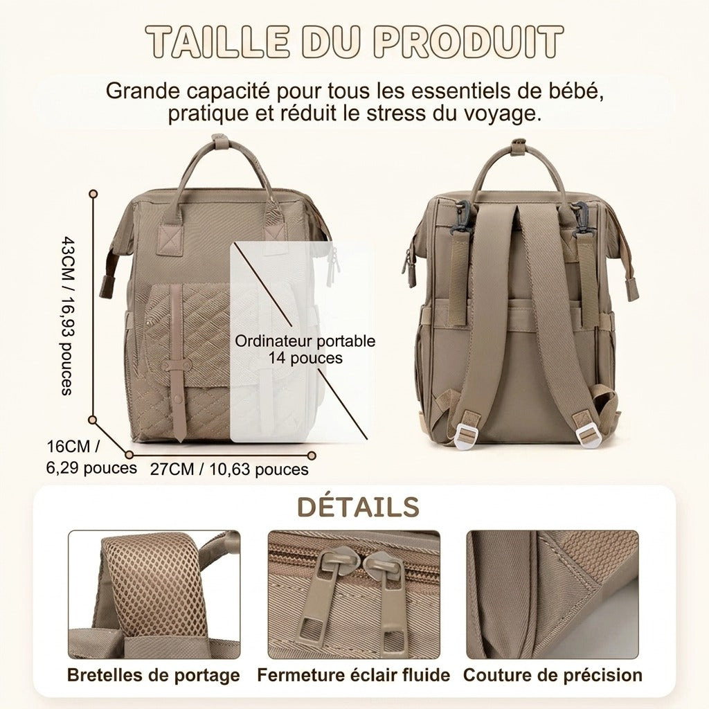 Sac à dos à langer mixte — Pour garçon et fille style maman papa – Maison Lunö (photo 2)