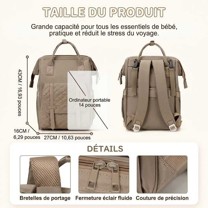 Sac à dos à langer mixte — Pour garçon et fille style maman papa – Maison Lunö (photo 2)