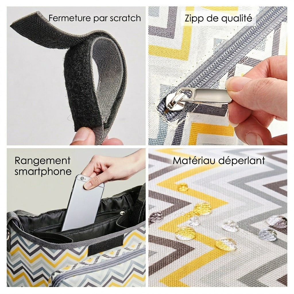 Sac à langer bandoulière poussette — Voyage maman bébé compact – Maison Lunö (photo 5)