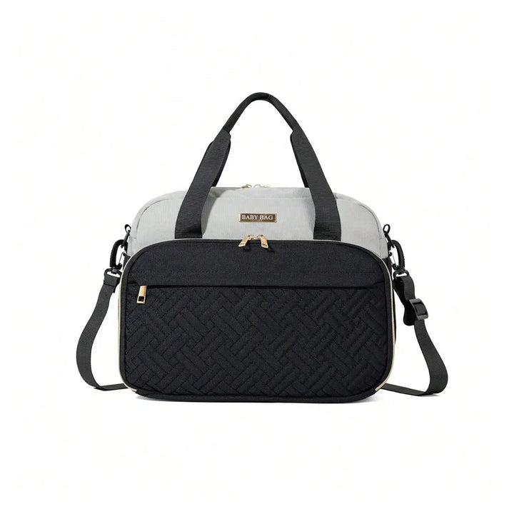Sac à langer bandoulière grande ouverture Maison Lunö, coloris noir et gris