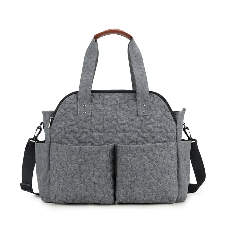 Sac à langer bandoulière multifonction Maison Lunö — coloris gris, format cabas avec deux poches frontales