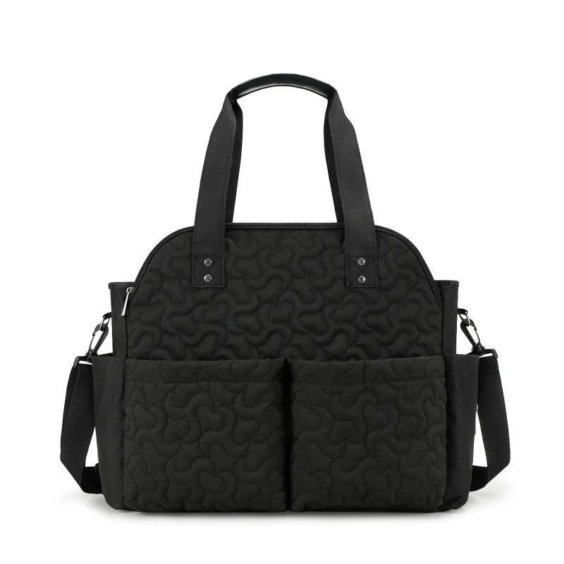 Sac à langer bandoulière multifonction Maison Lunö — coloris noir, format cabas avec deux poches frontales