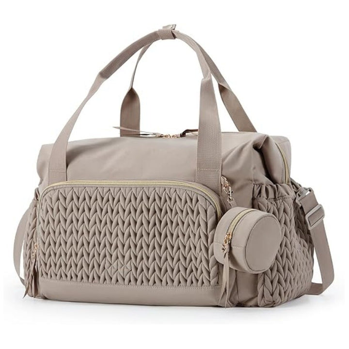 Sac à langer mommy bag plissé beige clair - texture matelassée