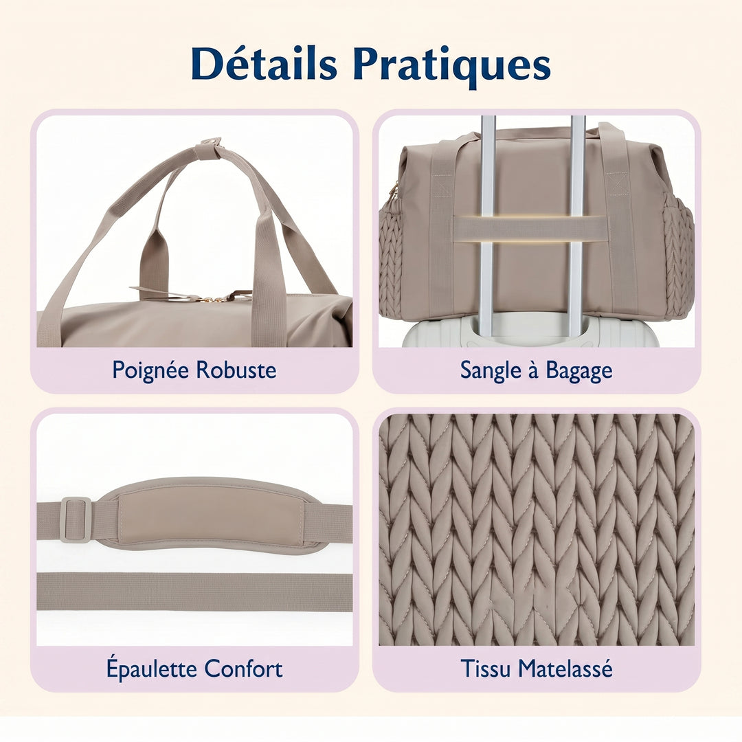 Sac à langer mommy bag plissé - détail poche pratique