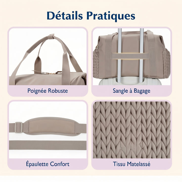 Sac à langer mommy bag plissé - détail poche pratique